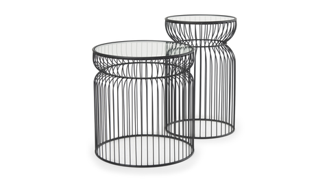 Shani Set Of 2 Round, Black Metal Accent Table - Wood N Tassel Home inside The Versatility of Shani Accent Tables A Design Perspective